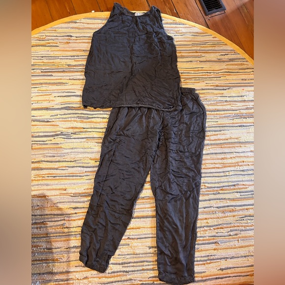 cut loose Pants - Cut loose large grey linen 2pc tank top blouse and pants set